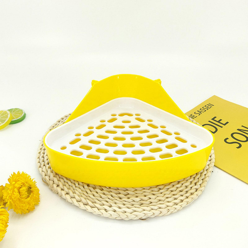Small Animal Litter Tray Plastic Triangular Corner Litter Pan With Grate