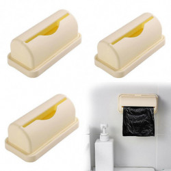 3Pcs Trash Bags Holder Adhesive Wall Mounted Garbage Bag Dispenser for Home Bathroom Kitchen Organization