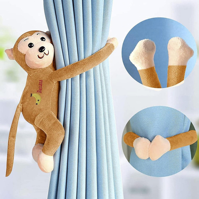 2 Packs Cartoon Monkey Tortoise Curtain Tiebacks Hook And Loop Window Decorative Curtain Rope Holdback Holder Cute [...]