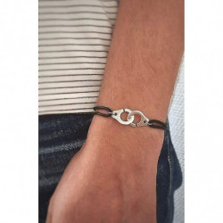 Collier de menottes en argent sur cordon Collier de menottes en argent sur cordon