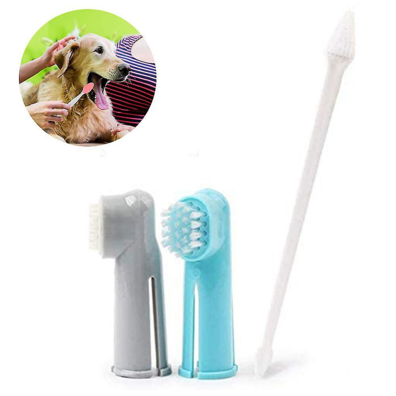 Dog Dental Care Brosse à dents pour chien Long Handled Dual Head Finger Kit