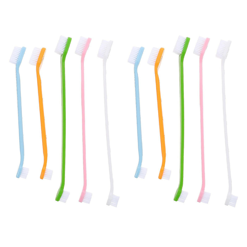 10pcs Dog Toothbrush Pet Cleaning Toothbrush Dual-head Dog Toothbrush Pet Oral Clean Toothbrush