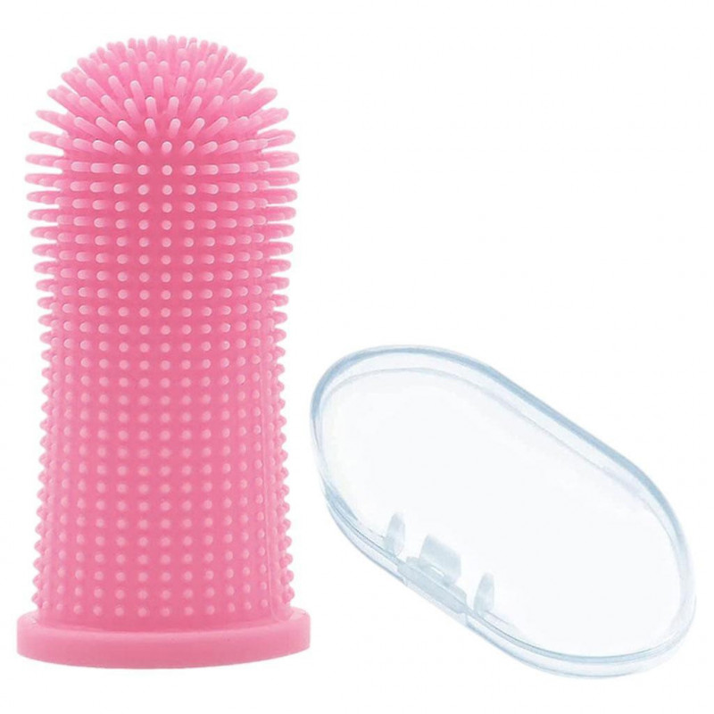 Dog Finger Toothbrush Soft Dental Hygiene For Pet Health Supplies Pink