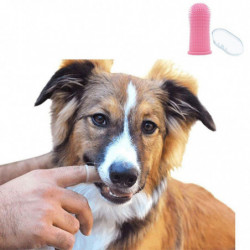 Dog Finger Toothbrush Soft Dental Hygiene For Pet Health Supplies Pink