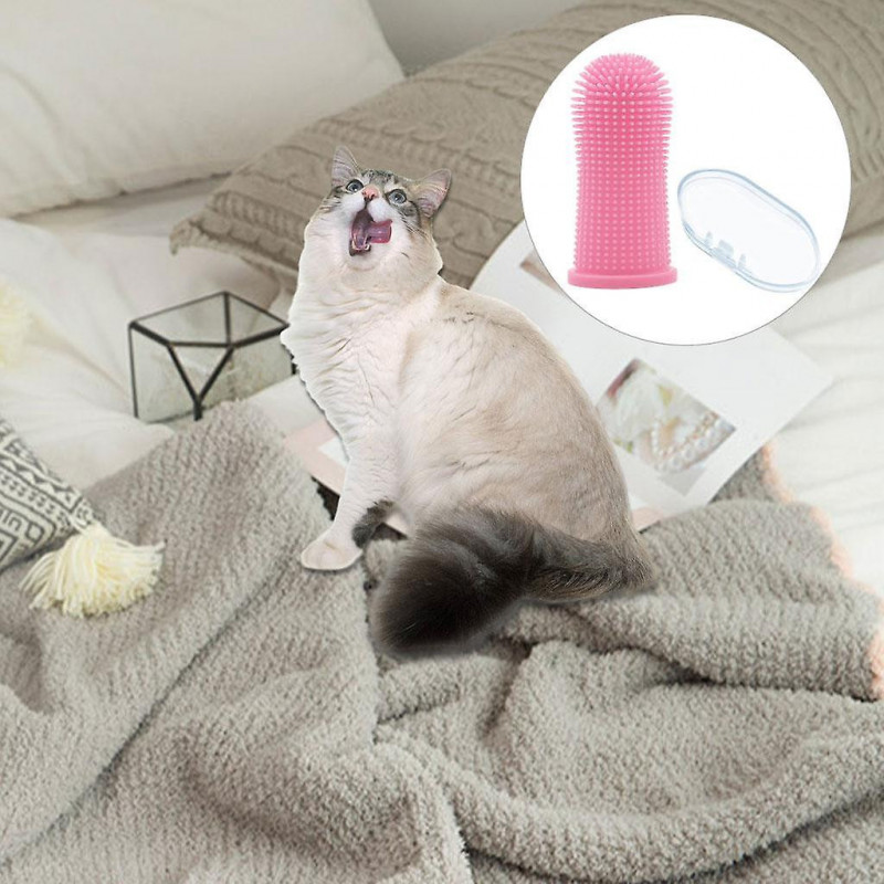 Dog Finger Toothbrush Soft Dental Hygiene For Pet Health Supplies Pink