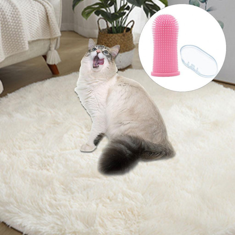 Dog Finger Toothbrush Soft Dental Hygiene For Pet Health Supplies Pink