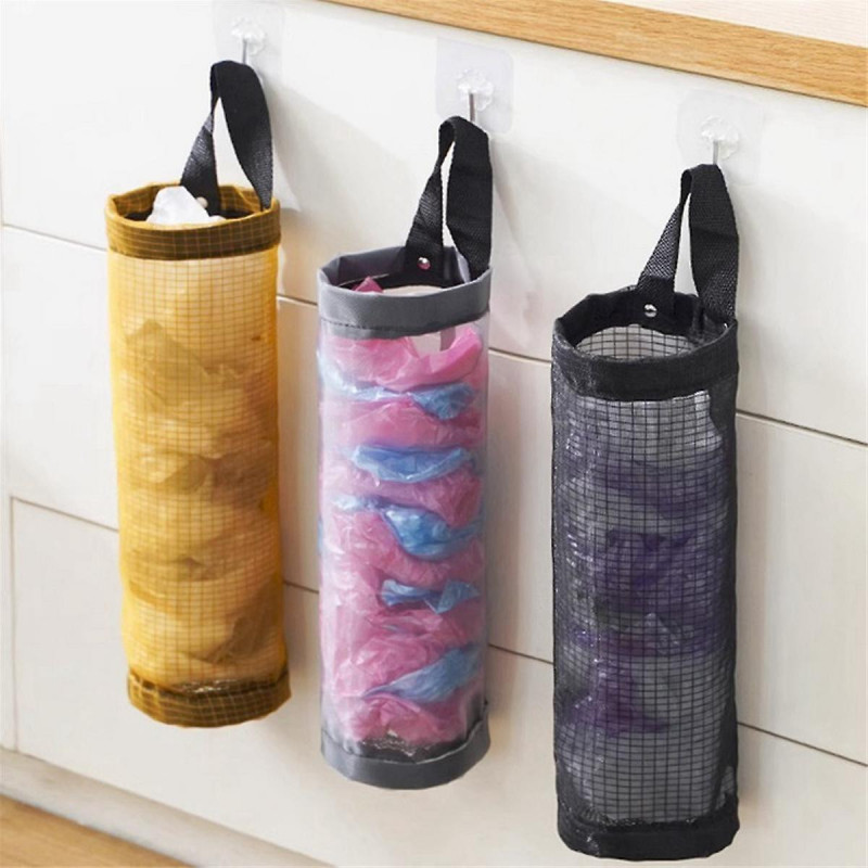 Home Grocery Bag Holder Wall Mount Plastic Bag Holder Dispenser Hanging Storage Trash Garbage Bags