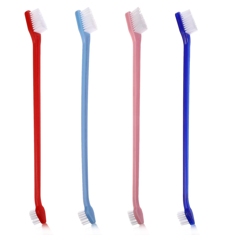 12pcs Pet Dog Dual Headed Toothbrushes Dog Tooth Gentle Dental Care Toothbrush