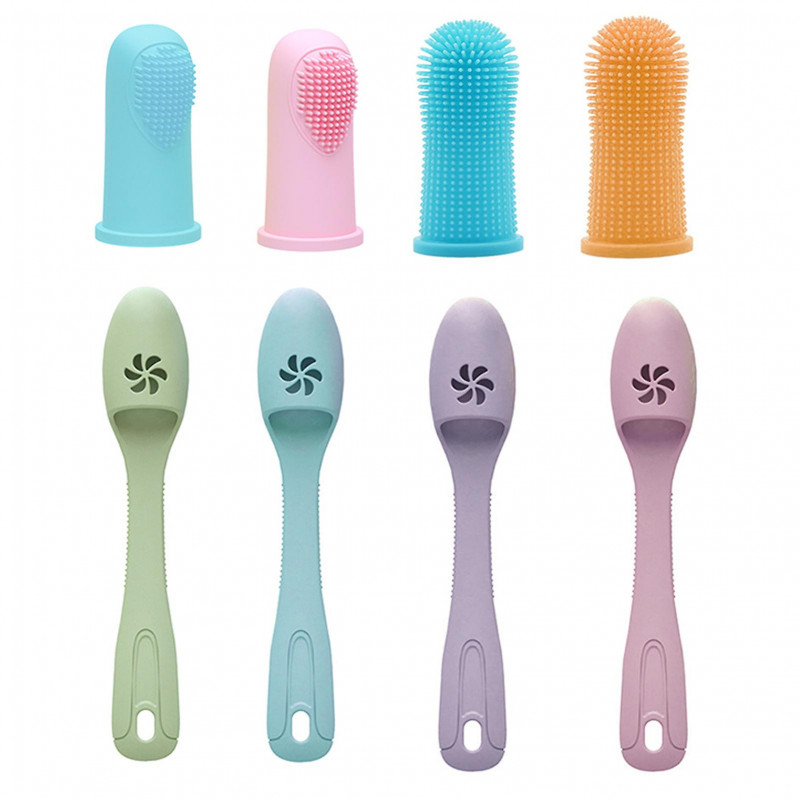 8pcs Dental Care Dog Finger Toothbrush Plaque Puppy Soft Silicone Teeth Cleaning