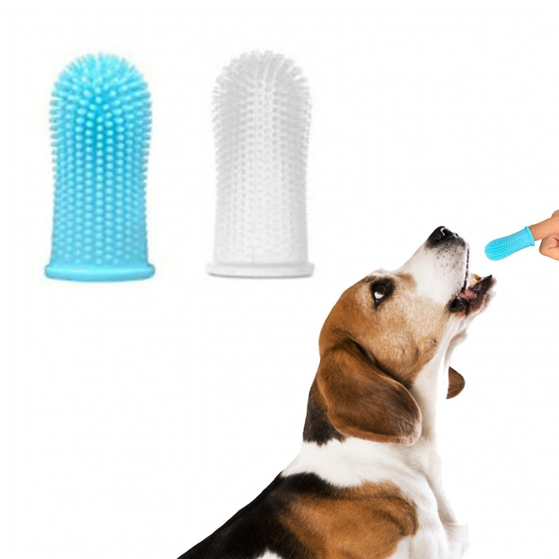 2pcs Dental Care 360 Degrees For Dog Elasticity Teeth Cleaning Finger Toothbrush