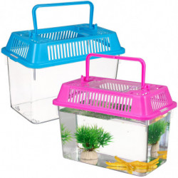 4Pcs Portable Fish Tank Handheld Aquarium Fish Tank Transparent Turtle Box Pet Hamster Box
