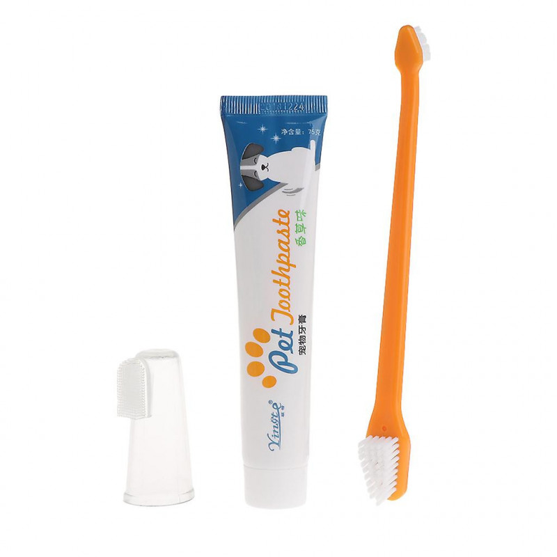 3 Pcs Pet Toothpaste Toothbrush Set Teeth Hygiene Care Kit For Cat Dog Puppy Cleaning Supplies