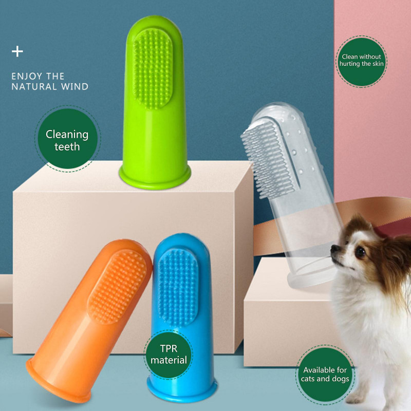 Silicone Finger Toothbrush Ergonomic Design Bristles Easy Teeth Cleaning Dental Care For Dog Puppies Cats And Small Pets