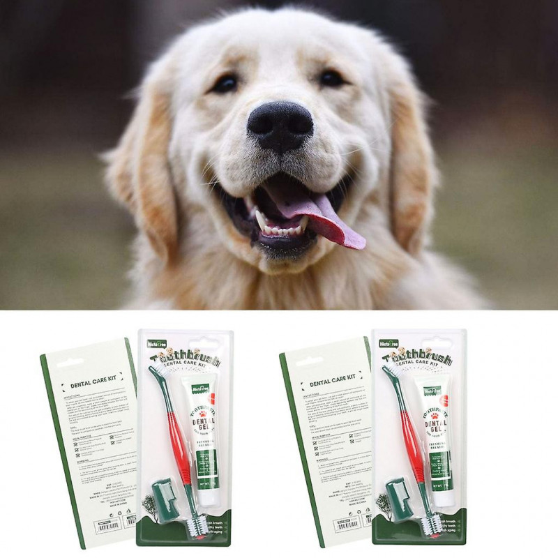 Edible Dog Toothpaste Pet Cat Dog Toothbrush 360 Degree Teeth Cleaning Kit