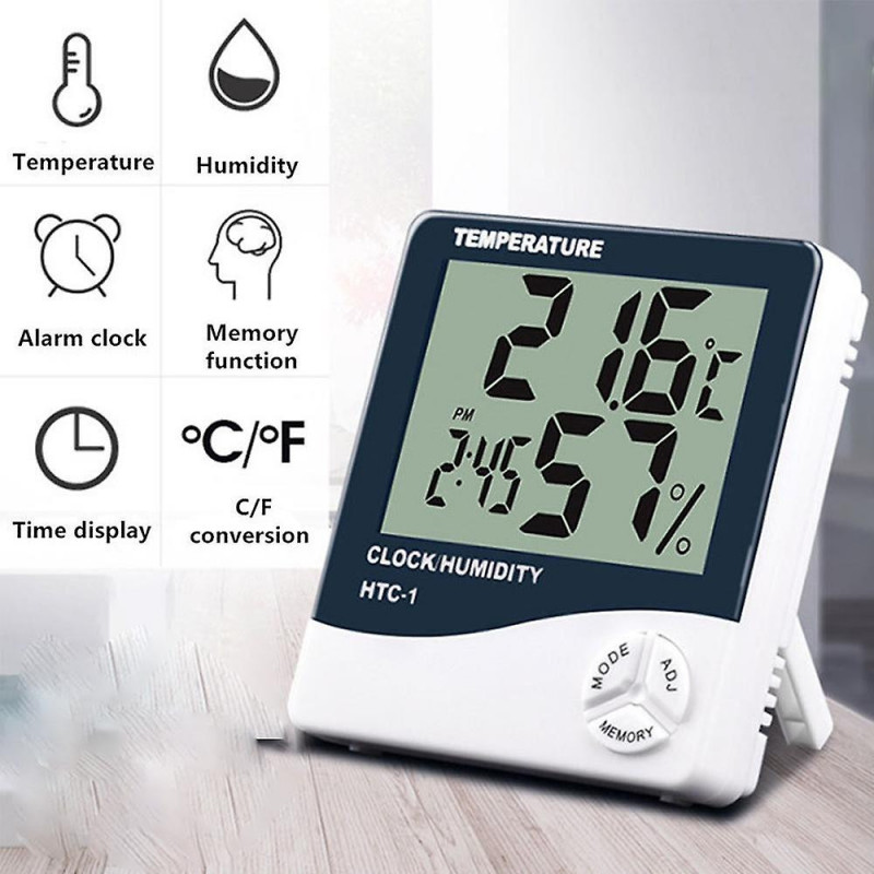 Thermomètre électronique de haute précision Affichage numérique Mini thermomètre de réveil de température-htc-1 Standard