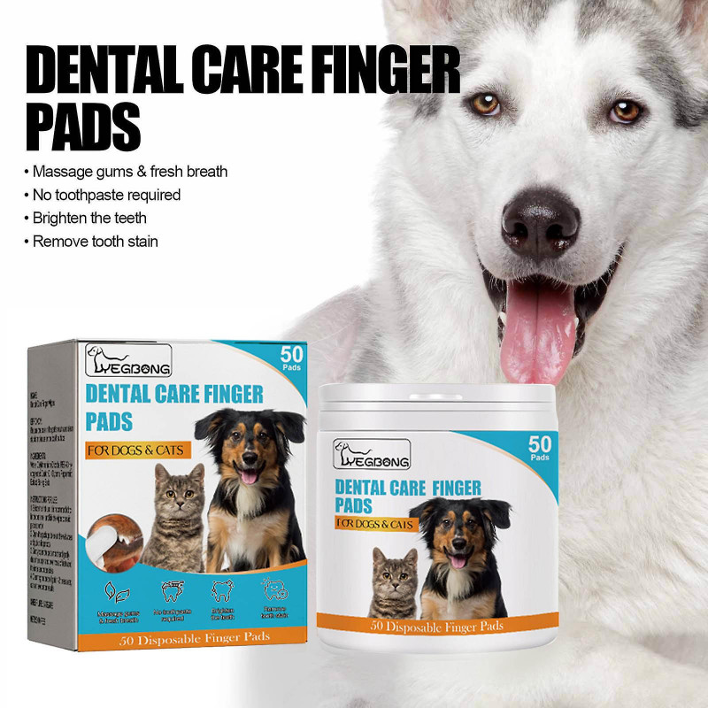 Stationery 241032Finger Wipes To Bad Breath Dog Tartar Yellow Cleaning Oral Finger Set 50pcs241032