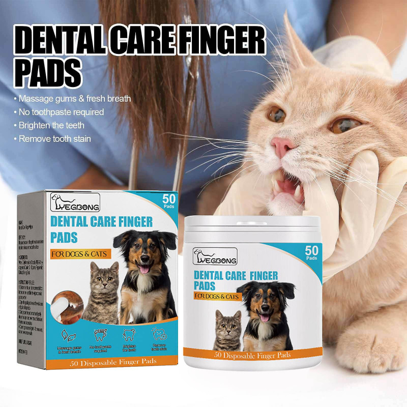Stationery 241032Finger Wipes To Bad Breath Dog Tartar Yellow Cleaning Oral Finger Set 50pcs241032