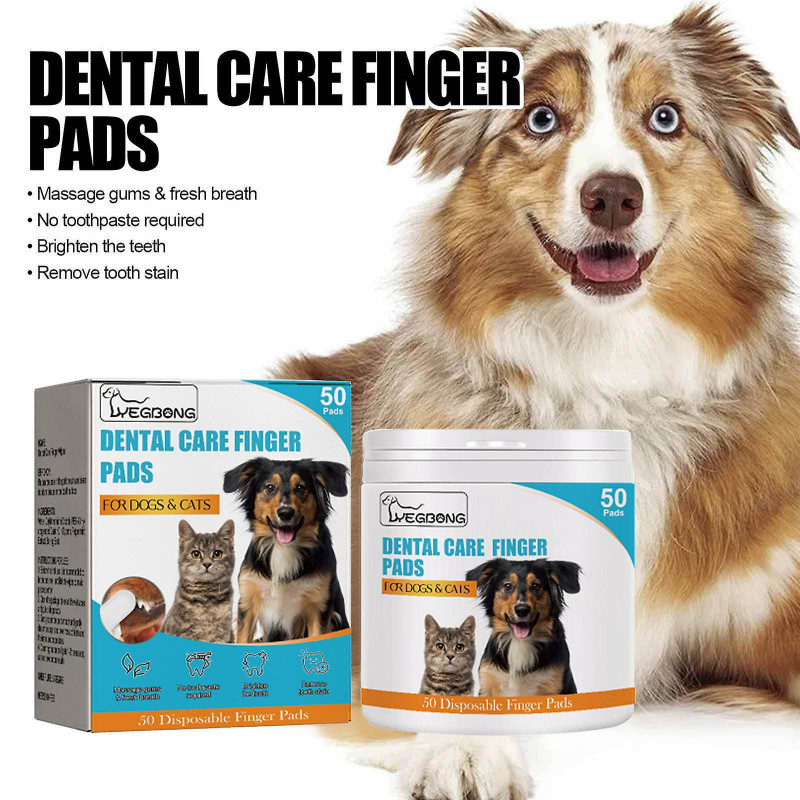 Stationery 241032Finger Wipes To Bad Breath Dog Tartar Yellow Cleaning Oral Finger Set 50pcs241032
