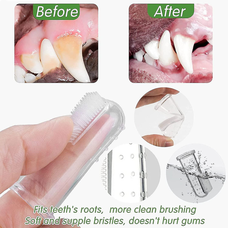 8pcs Brosse à dents pour chien, brosse à dents pour chien Dents d’animaux de compagnie Nettoyage silicone [...]