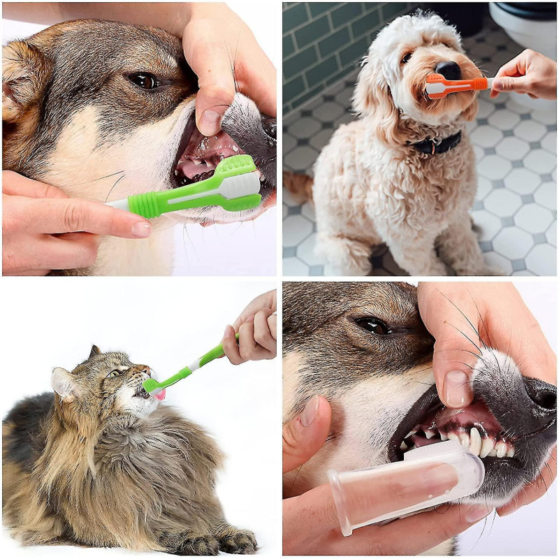 Brosse à dents pour chien, 8 Pcs Brosse à dents pour animaux de compagnie, doigt d’animal de compagnie, brosse à [...]