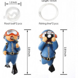 2-pack Fish Tank Decorations Cute Little Diver Ation Floating Aquarium Accessories Fish Playmate For Fish Tank [...]