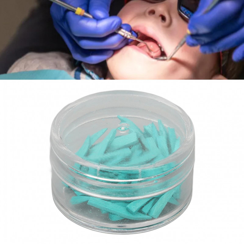 2 sets 50pcs Teeth Interproximal Wedges Wood Professional Ergonomic Interdental Wedge For Dental Restoration Green