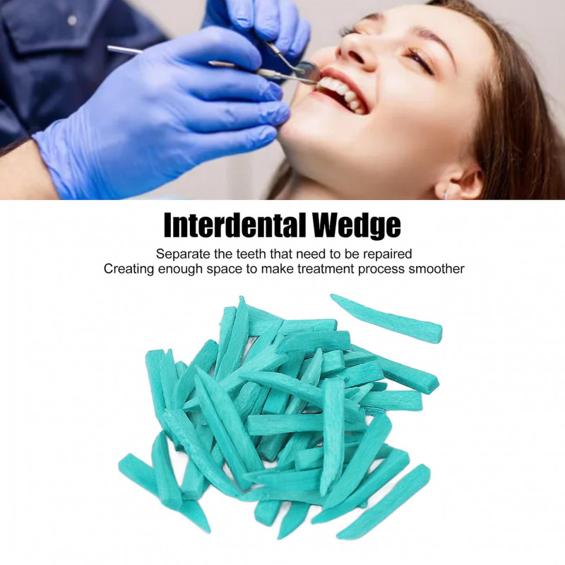2 sets 50pcs Teeth Interproximal Wedges Wood Professional Ergonomic Interdental Wedge For Dental Restoration Green