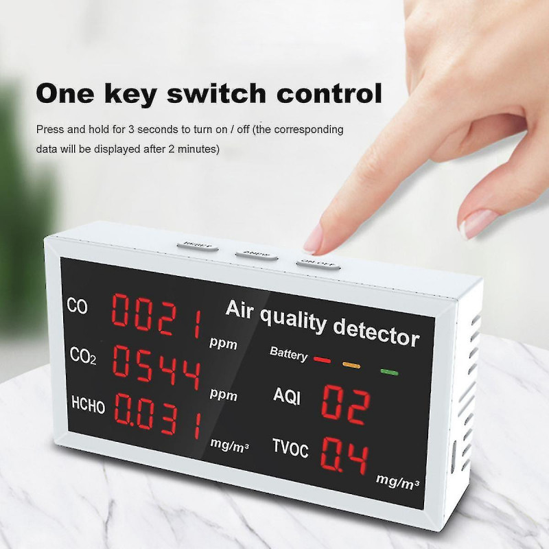 Co Co2 Hcho Tvoc Aqi Tester Detector Led Digital Indoor Outdoor Air Quality Monitor Gas Analyzer