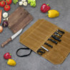 7 Slots Waxed Canvass Knives Roll Bag Practical Cutting Tools Holder Bag for Camping Cooking