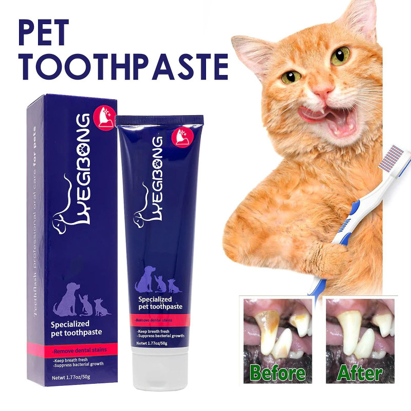Yegbong Pet Oral Cleaning Paste For Cats And Dogs To Clean Oral Odor, Tartar And Stains, Whiten Teeth