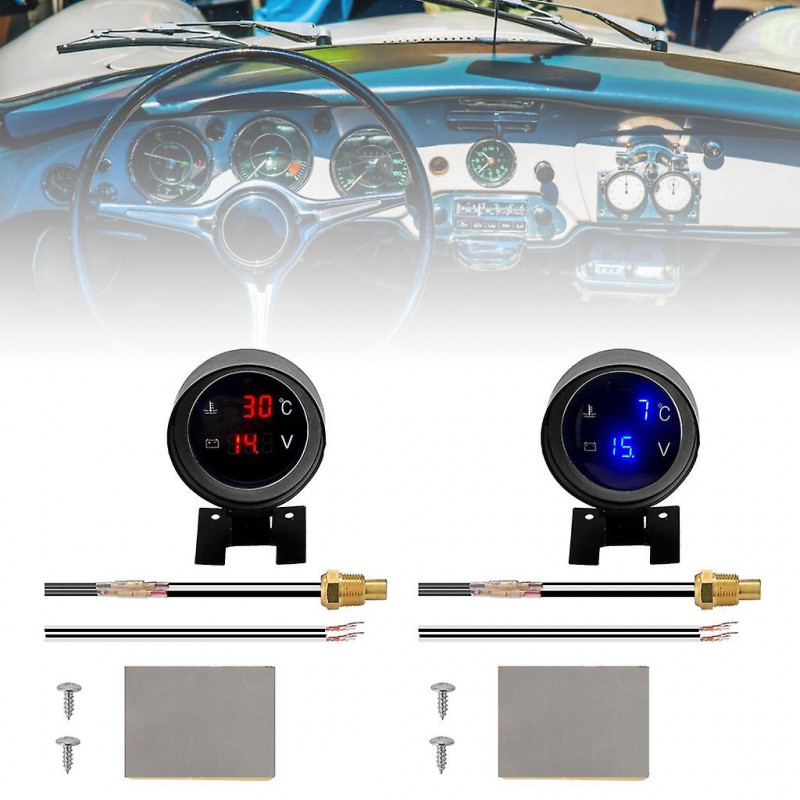 Upgraded Car Truck Lcd Gauges Water Temperature & Voltage Monitors Easy To Install & Stable Performances Easy Installs