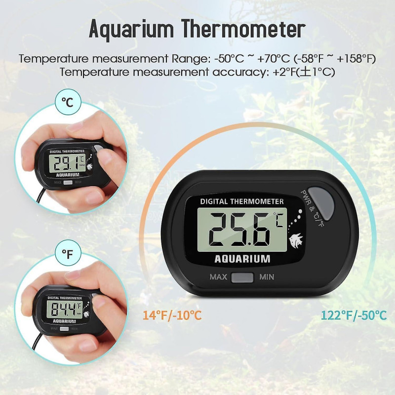 Lcd Digital Aquarium Hermometer With Suction Cups And Waterproof Probe For Aquarium Fish Tank, Vivarium Reptile [...]