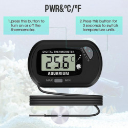 Lcd Digital Aquarium Hermometer With Suction Cups And Waterproof Probe For Aquarium Fish Tank, Vivarium Reptile [...]