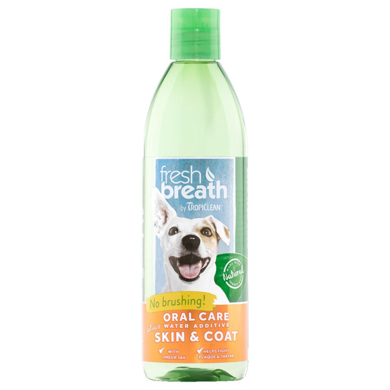 TropiClean Fresh Breath Advanced Whitening Oral Care Water Additive for Dogs Skin and Coat