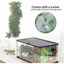 Fake Leaves Plastic Green Grass With Suction Cup For Aquarium Reptile Terrarium Habit Box (50 Cm/19.69 Inches)