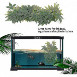 Fake Leaves Plastic Green Grass With Suction Cup For Aquarium Reptile Terrarium Habit Box (50 Cm/19.69 Inches)