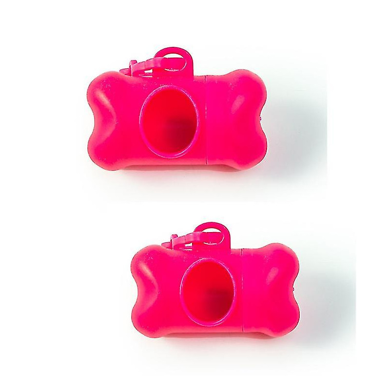 2pcs Dog Poop Bag Dispenser, Dog Poop Bag Dispenser With Clip Leash, Trash Bags Not Included, Pink
