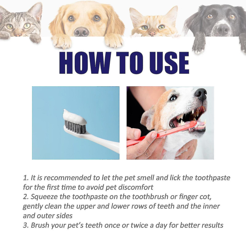 Pet Oral Cleaning Cream, Cats And Dogs Clean Mouth Odor Tooth White Teeth