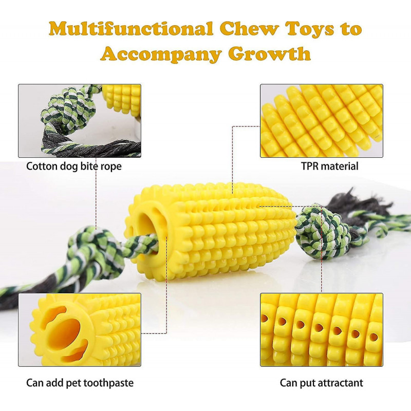 Jouet à mâcher pour chien, jouet à mâcher pour chien brosse à dents nettoyage des dents avec corde pour grands [...]