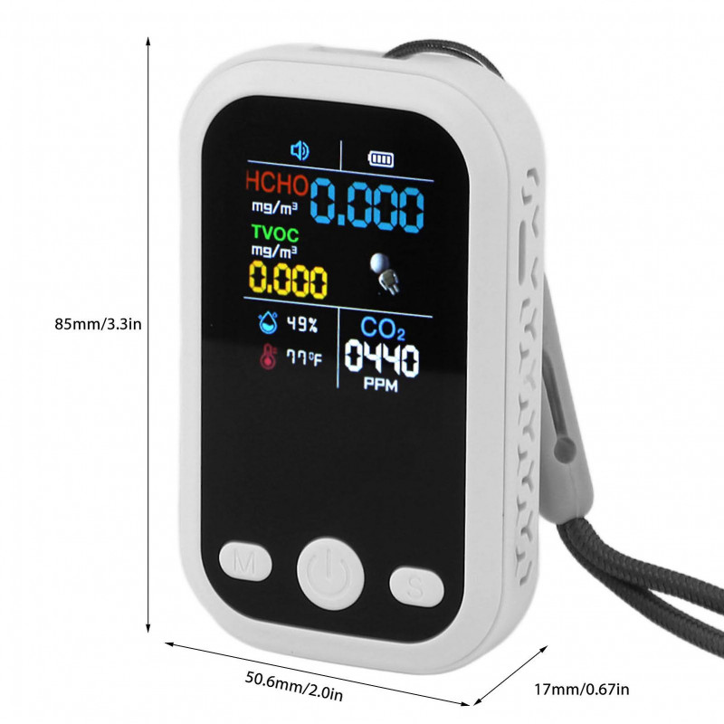 5 In 1 Air Quality Monitor Multifunctional Smart Portable Co2 Humidity Temperature Detector For Indoor Home