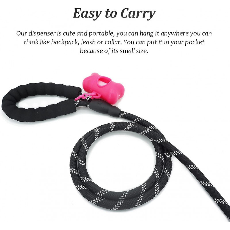 2pcs Dog Poop Bag Dispenser, Dog Poop Bag Dispenser With Clip Leash, Trash Bags Not Included, Pink