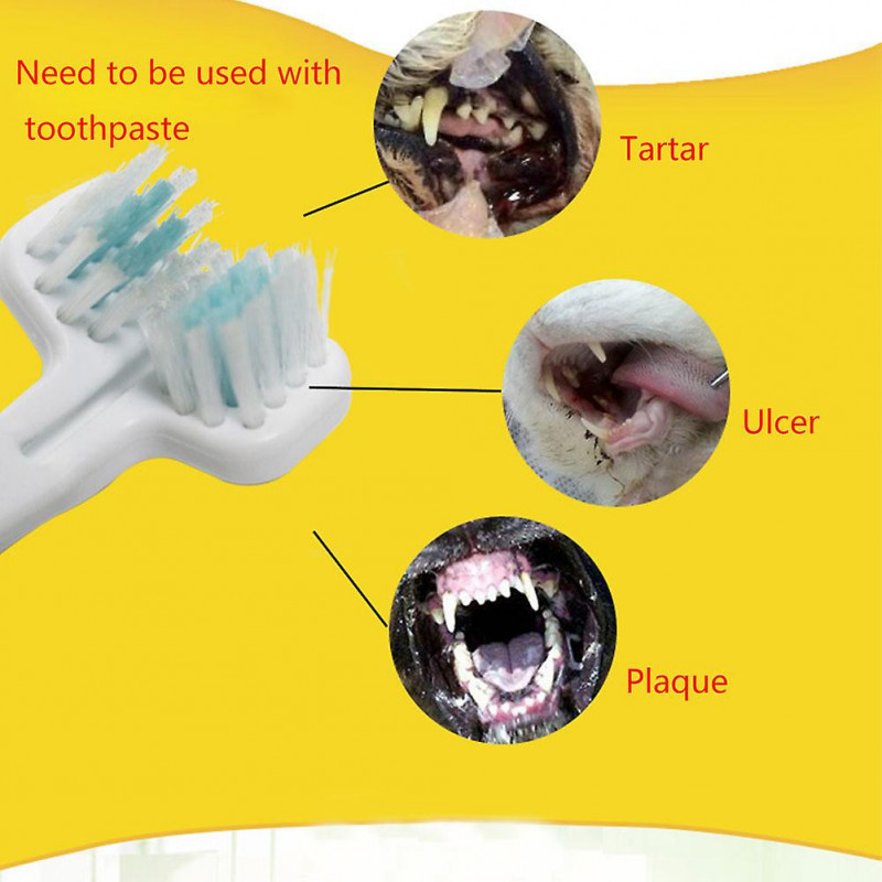 Mouth Cats Dogs Dental Teeth Brushing Double Heads Pet Toothbrush Cleaning Home