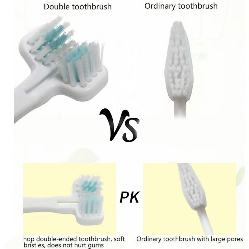 Mouth Cats Dogs Dental Teeth Brushing Double Heads Pet Toothbrush Cleaning Home