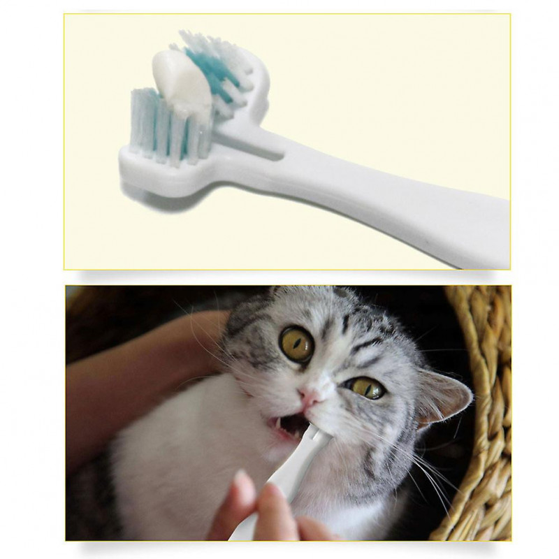 Mouth Cats Dogs Dental Teeth Brushing Double Heads Pet Toothbrush Cleaning Home