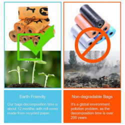 8 Rolls Bones Pattern EPI+PE Biodegradable Pet Poop Waste Bag Dog Poop Trash Bags