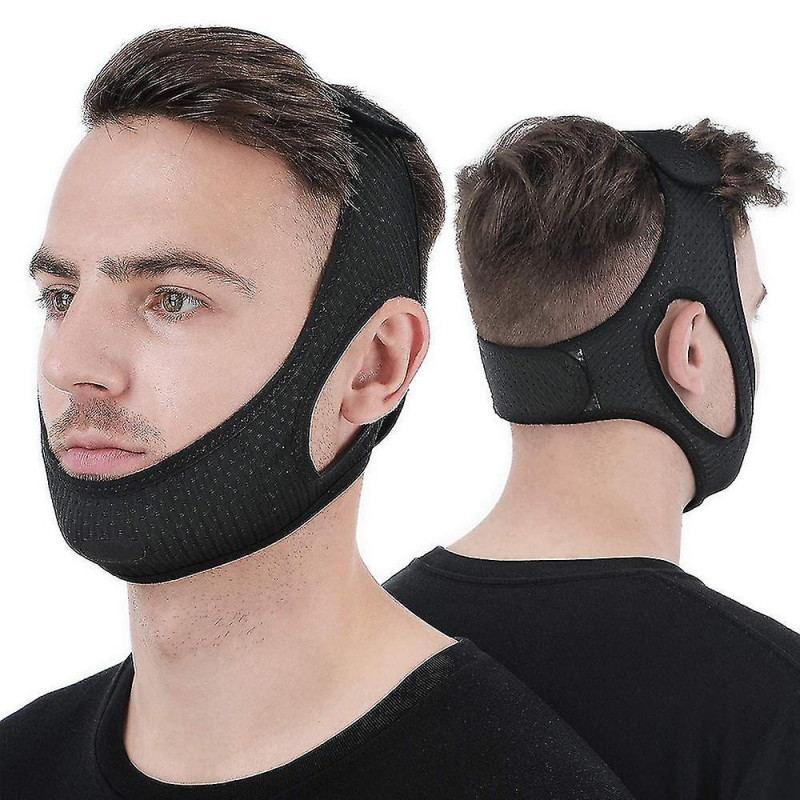 Mentonnière anti-ronflement Mentonnières pour ronflement Ruban médical noir réglable et bandages