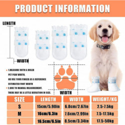 20 Pcs Pet Shoes with Adjustable Self-Adhesive Bandage, Dog Disposable Foot Covers for Outdoor & Indoor Walking