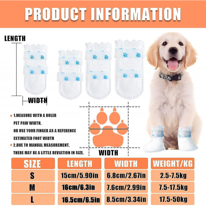 20 Pcs Pet Shoes with Adjustable Self-Adhesive Bandage, Dog Disposable Foot Covers for Outdoor & Indoor Walking