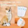 20 Pcs Pet Shoes with Adjustable Self-Adhesive Bandage, Dog Disposable Foot Covers for Outdoor & Indoor Walking