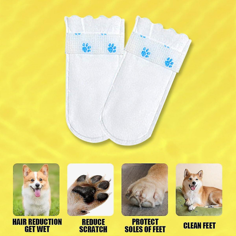 20 Pcs Pet Shoes with Adjustable Self-Adhesive Bandage, Dog Disposable Foot Covers for Outdoor & Indoor Walking